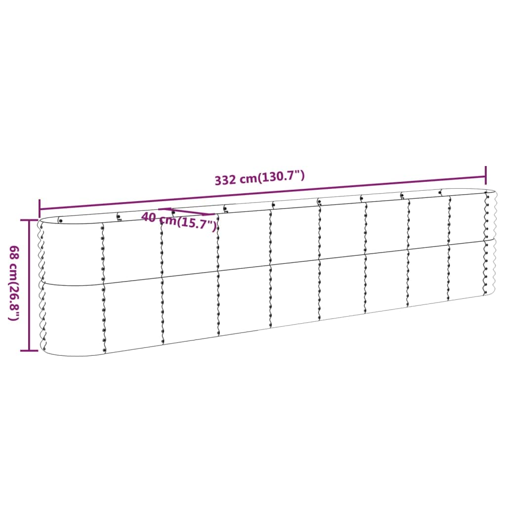 Foknhdi Oval Grey Powder-Coated Steel Raised Garden Bed 130.7 x 130.7 x 26.8 in Large Outdoor Planter Box for Vegetables, Flowers & Herbs on Patio, Balcony or Yard Large Flower Pot