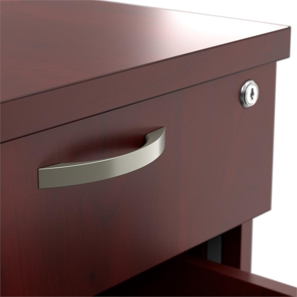 Pemberly Row Mobile File Cabinet, Hansen Cherry Finish, Engineered Wood, 3 Drawer Locking Design with Wheels, Fits Under Desk, Office Storage for Letter, Legal, and A4 Documents