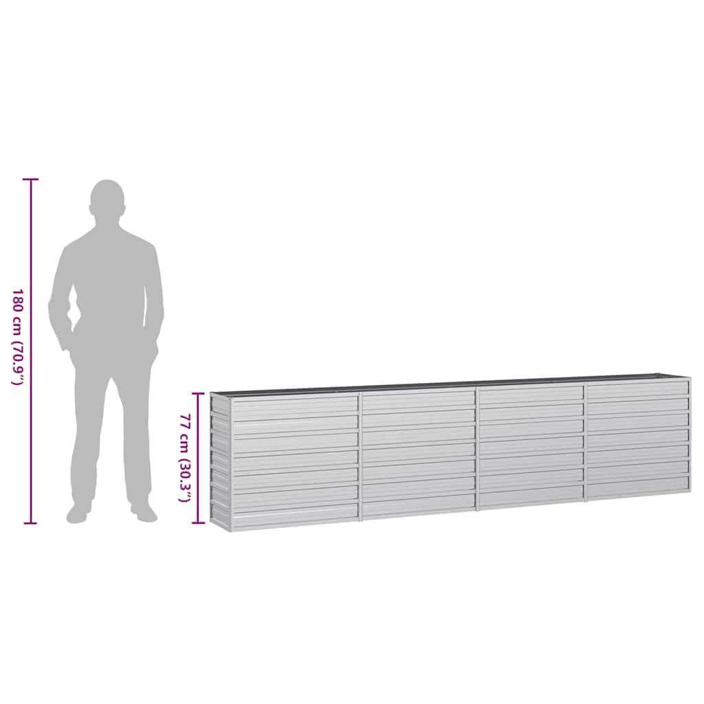 Foknhdi Large Galvanized Steel Raised Garden Bed 126x126x30.3 in Silver Modern Outdoor Planter Box for Vegetables Flowers Herbs on Patio Backyard