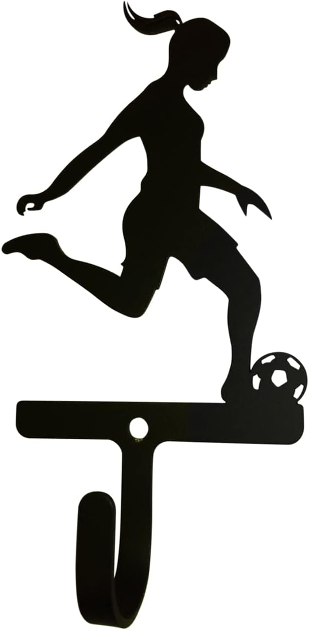 Village Wrought Iron Female Soccer Wall Hook Decorative Small