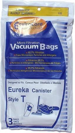 9 Eureka Style T Canister Vacuum Cleaner Bags for Models 61555A, 972, 970