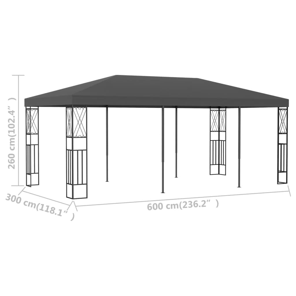 Large Anthracite Gazebo, 100% Polyester Canopy, Durable Steel Frame, 9.8x9.8 ft Outdoor Patio Shelter for Parties, UV-Resistant Fabric, Easy Assembly Outdoor Structures
