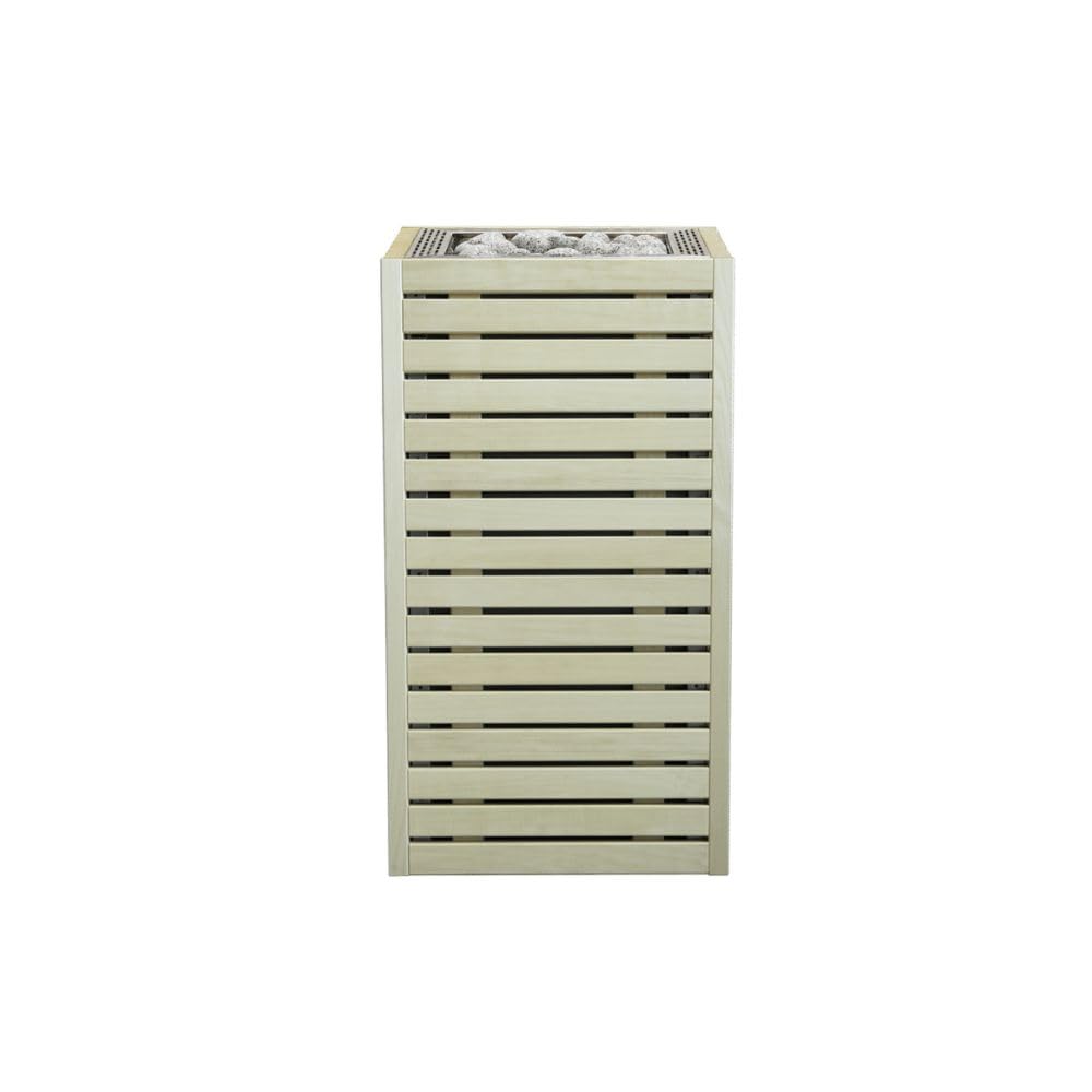 HUUM CORE6 6.5KW Series, Sauna Heater, Customizable Exterior with Control (Sauna Stones Included) (6.5kW Apsen Wood - Stainless Steel Inlay, UKU WiFi - Mirror)