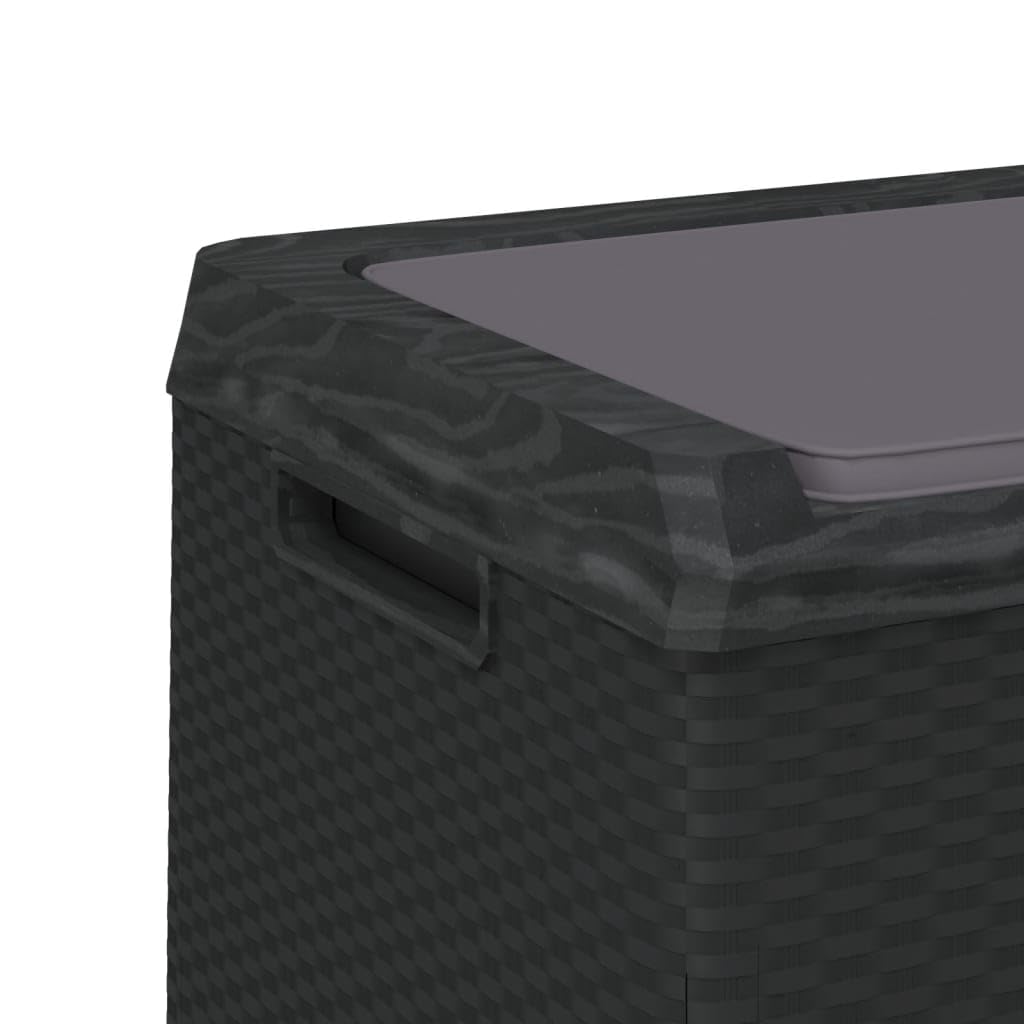 92.5 Gal Patio Storage Box with Seat Cushion, Rattan Look PP Outdoor Storage Chest for Cushions Pillows Blankets, Gas-Lift Design, Lockable, Anthracite