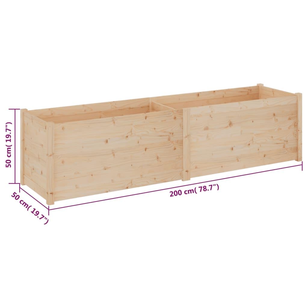 Favemtsl 78.7 x 19.7 in Solid Pinewood Outdoor Planter Rustic Raised Garden Bed Box Natural Oiled Brown Rectangular Large Flower Bed for Patio Deck Balcony