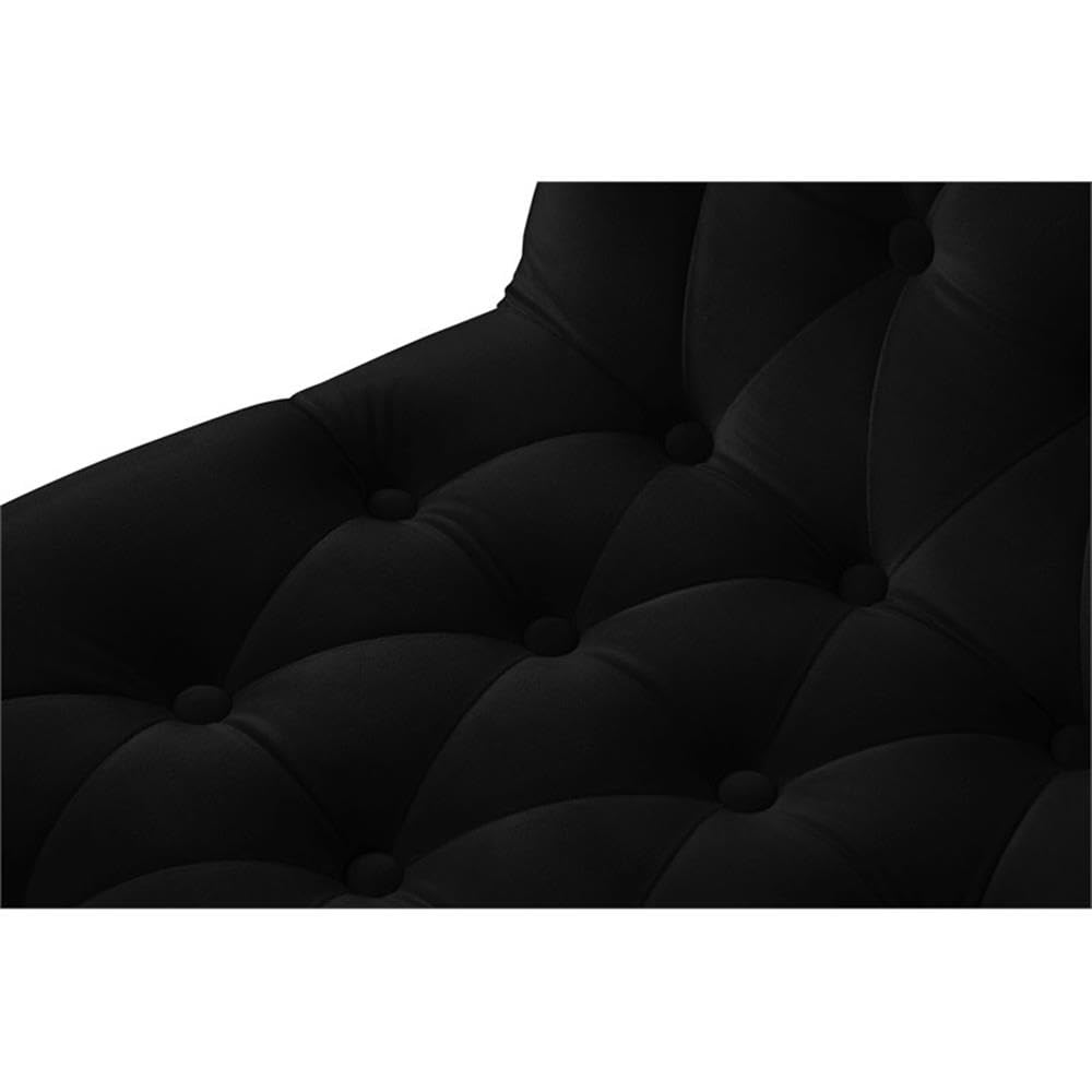 Meridian Furniture 920Black-C Curve Collection Modern | Contemporary Velvet Upholstered Dining Chair with Deep Detailed Button Tufting and Gold Iron Legs, Black, 19.5" W x 30" D x 36.5" H, Set of 2