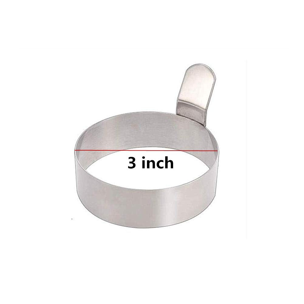Colorsheng Egg Ring,3 Inch Stainless Steel Omelet Mold Pancake Ring Metal Kitchen Cooking Tool (3 Pack)