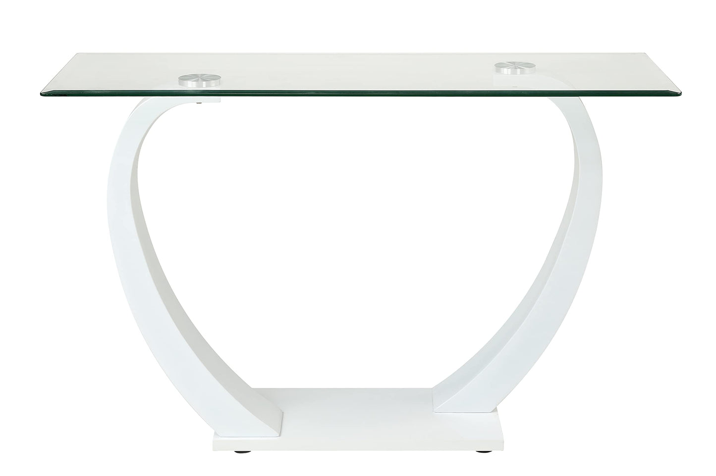 Furniture of America Augie Modern Rectangle Tempered Glass Top 48 in. Sofa Table for Display, Decorate Living Room, Hallway, Bedroom, Dressing Room, White