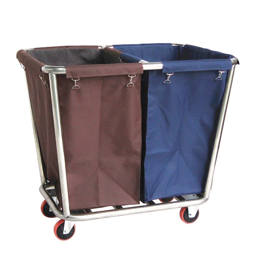 Laundry Trolley with 2 Section Sorter Cart on Wheels for Bathroom Bedroom Storage, Commercial Hotel Linen Hamper