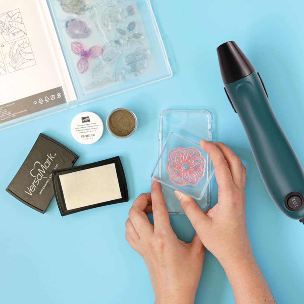 SmileTools Mini Heat Gun, Electrical Phone Repair Heat Tool for DIY Craft Embossing, Paint Drying, Candle Making, Epoxy Resin, Shrink Wrap Hot Air Gun with Silicone Brush (x2)