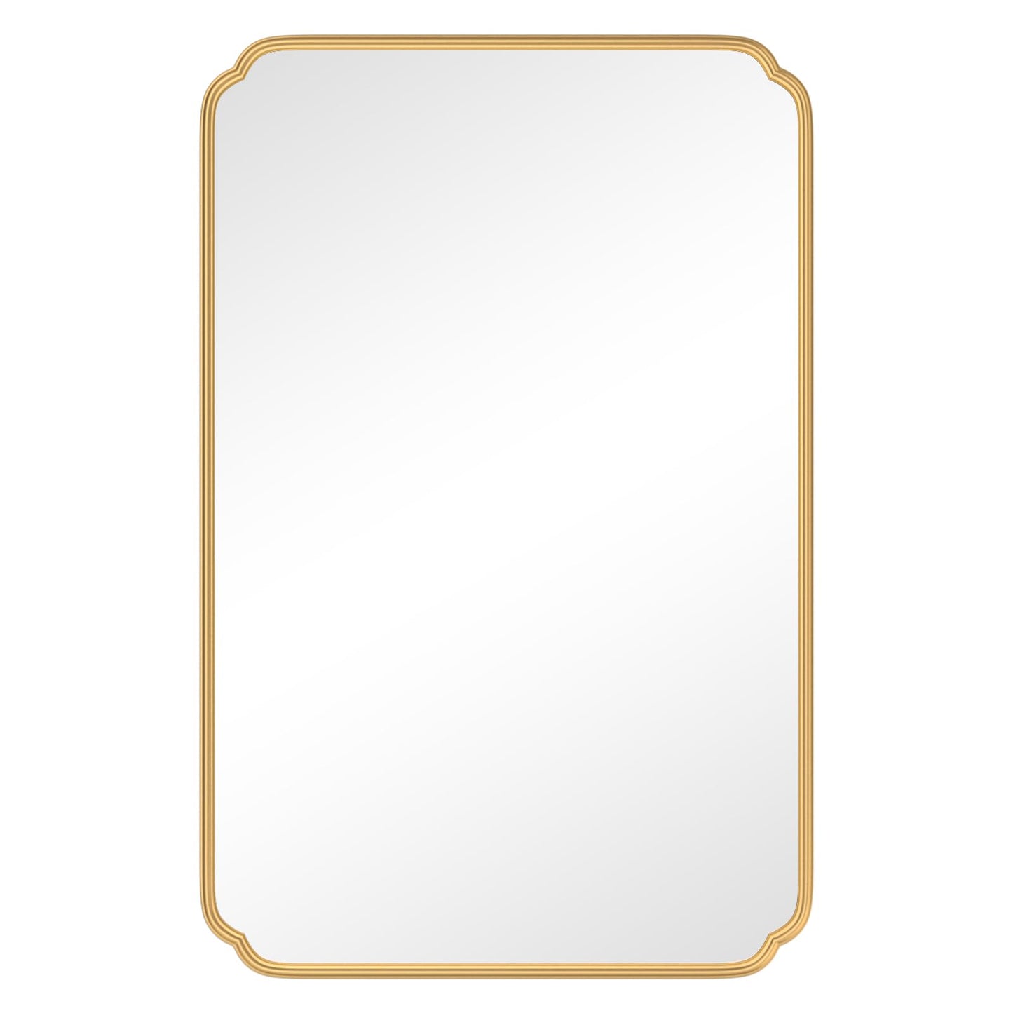 Ferytange 55X36 Inch Gold Metal Framed Bathroom Mirror for Wall, Large Rounded Rectangle Bathroom Vanity Mirror Farmhouse, Anti-Rust, Tempered Glass, Hangs Horizontally or Vertically