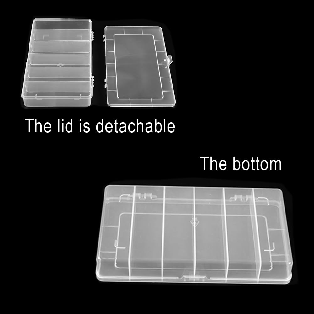 Vidifor 2 Pack 6 Grids Tackle Box Organizer Mascara Brushes Container Fishing Tackle Tray Box Plastic Storage Organizer Container for Crafts, Beads Earrings, Screws, Nail, Pins