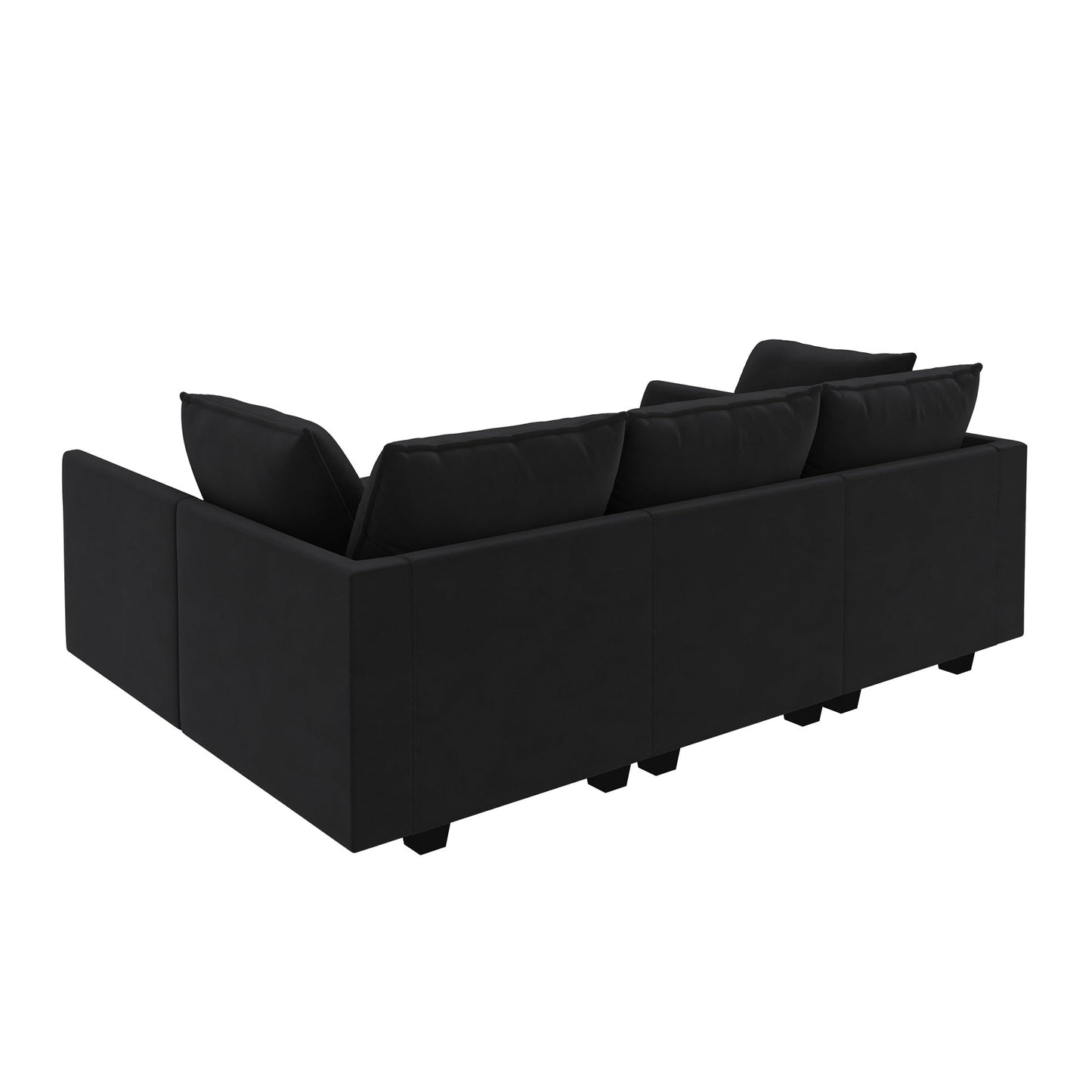 HONBAY Modular Sectional Couch Velvet Sleeper Sofa with Storage Seat Sectional Couches for Living Room,Black