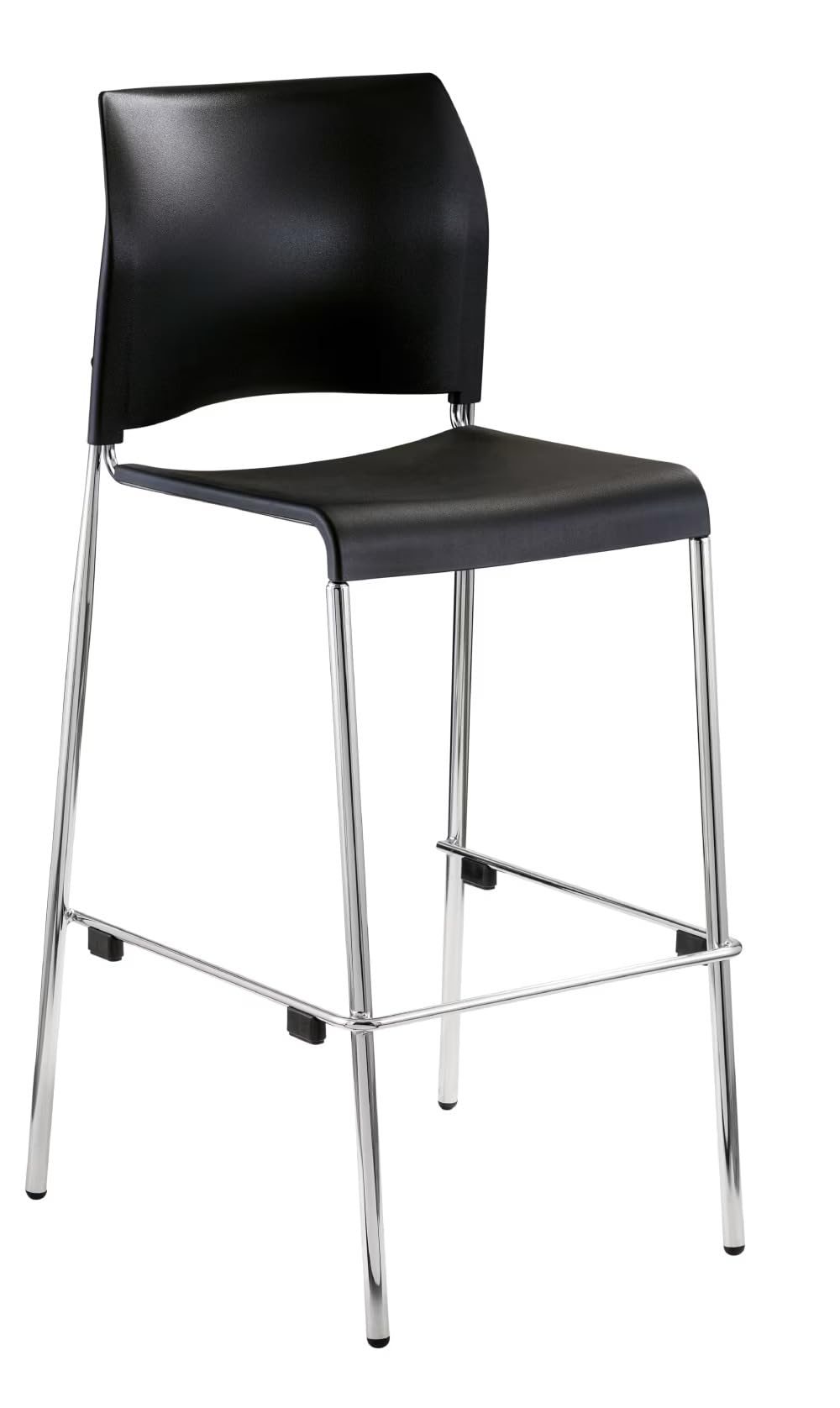 OEF Furnishings OEF8710B-11-10-A/4 Commercial-Grade Bar Height Stack Chair with Arms (Vinyl Padded Seat and Back, Black, Chrome Frame, 4-Pack)