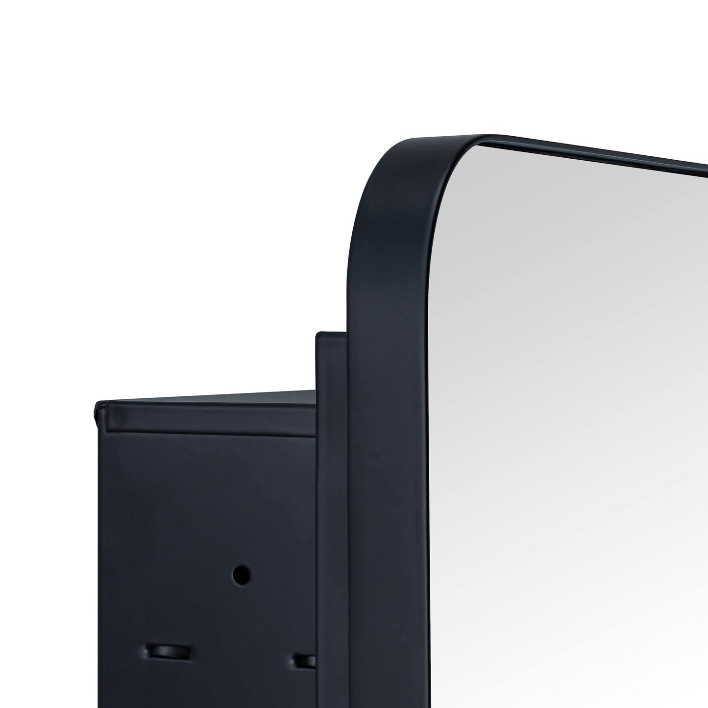 EGHOME Matt Black Rectangle Recessed Bathroom Medicine Cabinet with Mirror Stainless Steel Metal Framed Rounded Rectangular Bathroom Cabinet with Mirror 24x36''