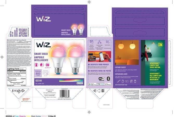 WiZ Connected Smart Light Bulbs, Sunset to Sunrise Automation + Motion Detection + Control with Voice or App, Full Color A19 60W 800LM Indoor, Matter Compatible -3 Pack