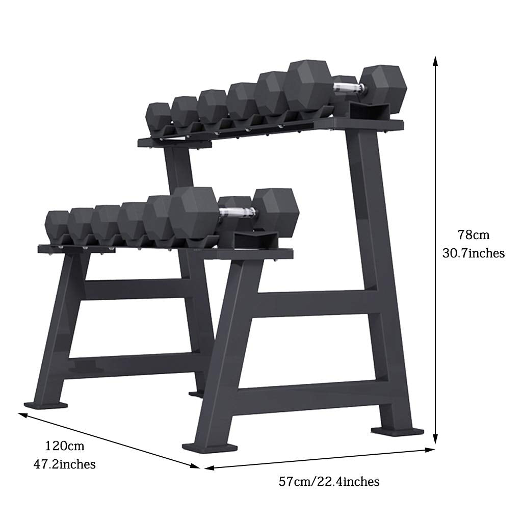 Dumbbell Racks Dumbbell Set with Stand, 2-Layers Dumbbell Rack, Home Weights Storage Rack, Compact Dumbbell Bracket, Easy to Install, Load Bearing 200 KG (Color : Dumbbell Set, Size : 165KG)