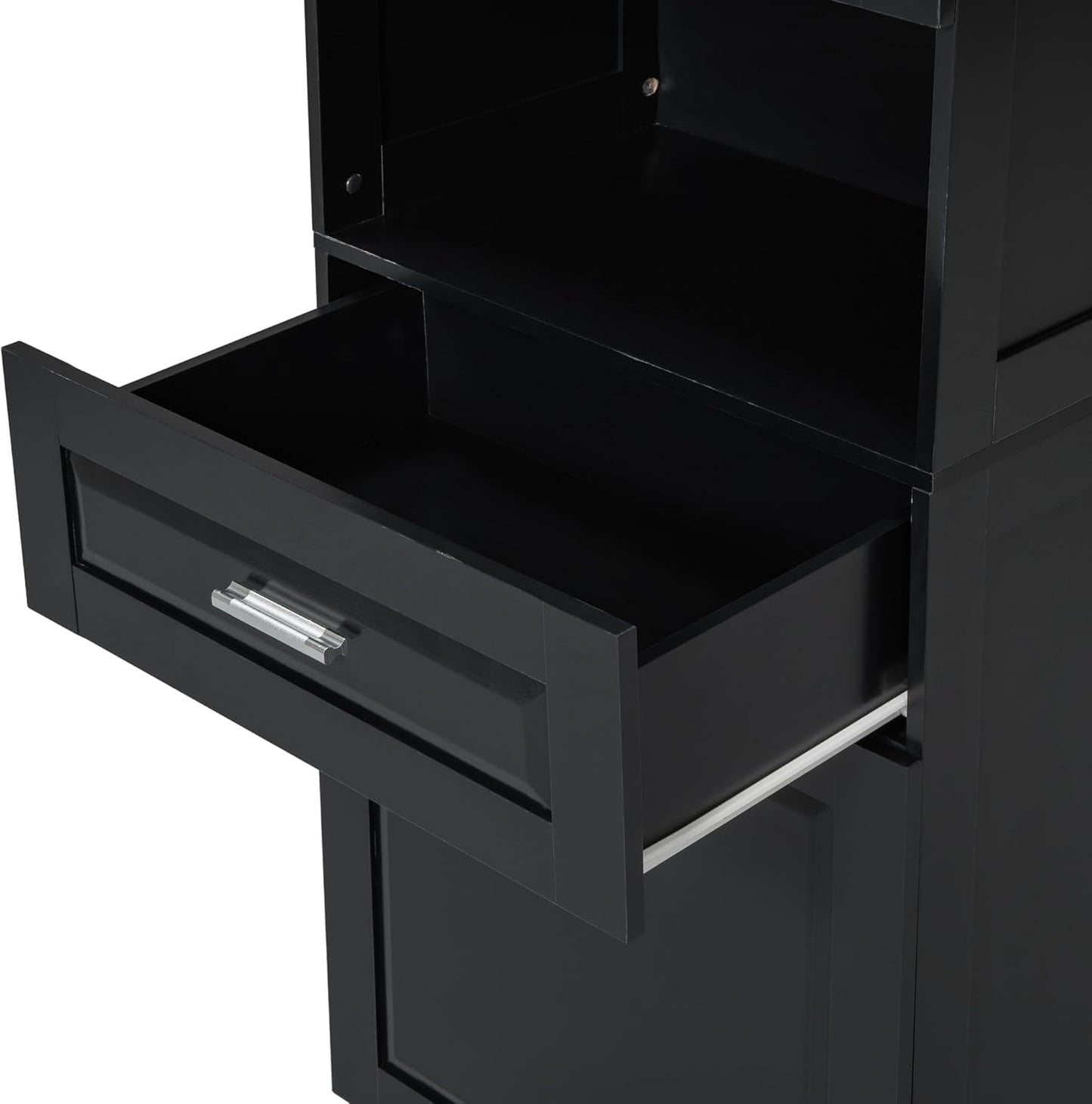 Virubi Laundry Cabinet with Tilt Out Laundry Hamper and Drawer, Wood Tall Bathroom Storage Cabinet with Doors and Adjustable Shelves, Freestanding (Black)