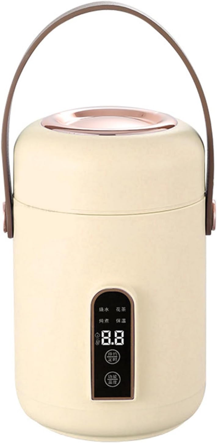 Portable Electric Stewpot, Mini Rice Cooker for Soup and Porridge, Efficient Heating for Home Kitchen Office (Beige)