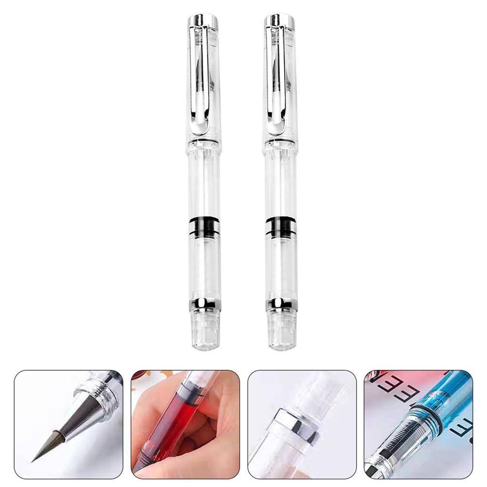 NUOBESTY 5Pcs Stationery fountain pen student Refillable Fountain Pen plastic wolf hair office Brush Pen water paint brush pens soft brush Paint Calligraphy Brush Pen refillable