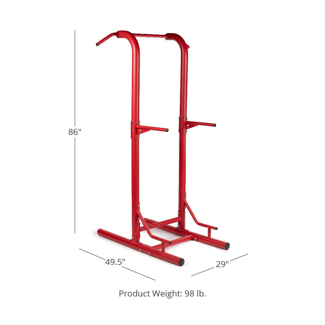 Titan Fitness Outdoor Power Tower, Red, 4-Stations-in-1, Pull-Up, Dip, Knee Raise, Push-Up Stations