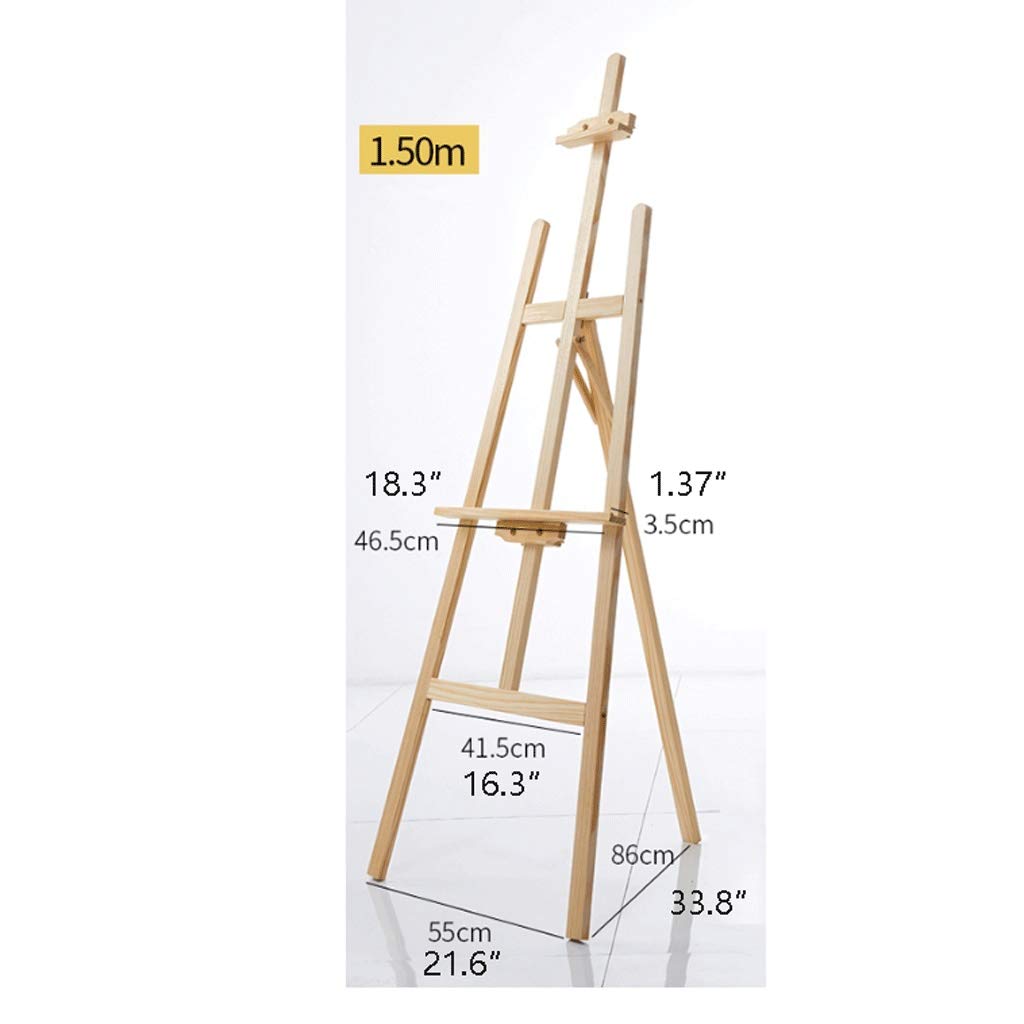 Display Easel Easel Wooden A-Frame Studio Easel Folding Pine Wood Children Artist Painting Adjustable Multifunctional Di (Primary 1.5cm)