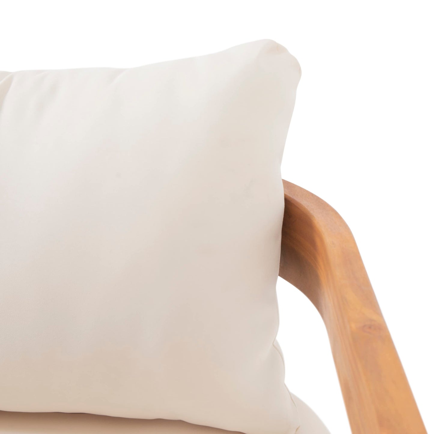 Christopher Knight Home Nadine Outdoor Accent Chair, Acacia Wood Club Chair, Tub Shape Design Armchair, Comfort Cushions Seating, Slat Open Back Reading Sofa for Balcony Backyard Garden, Teak+Beige