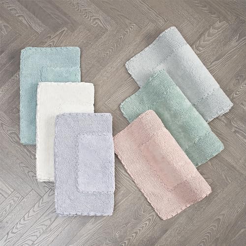 Laura Ashley Ivory Ruffle Cotton Bath Rug, 17" x 24"