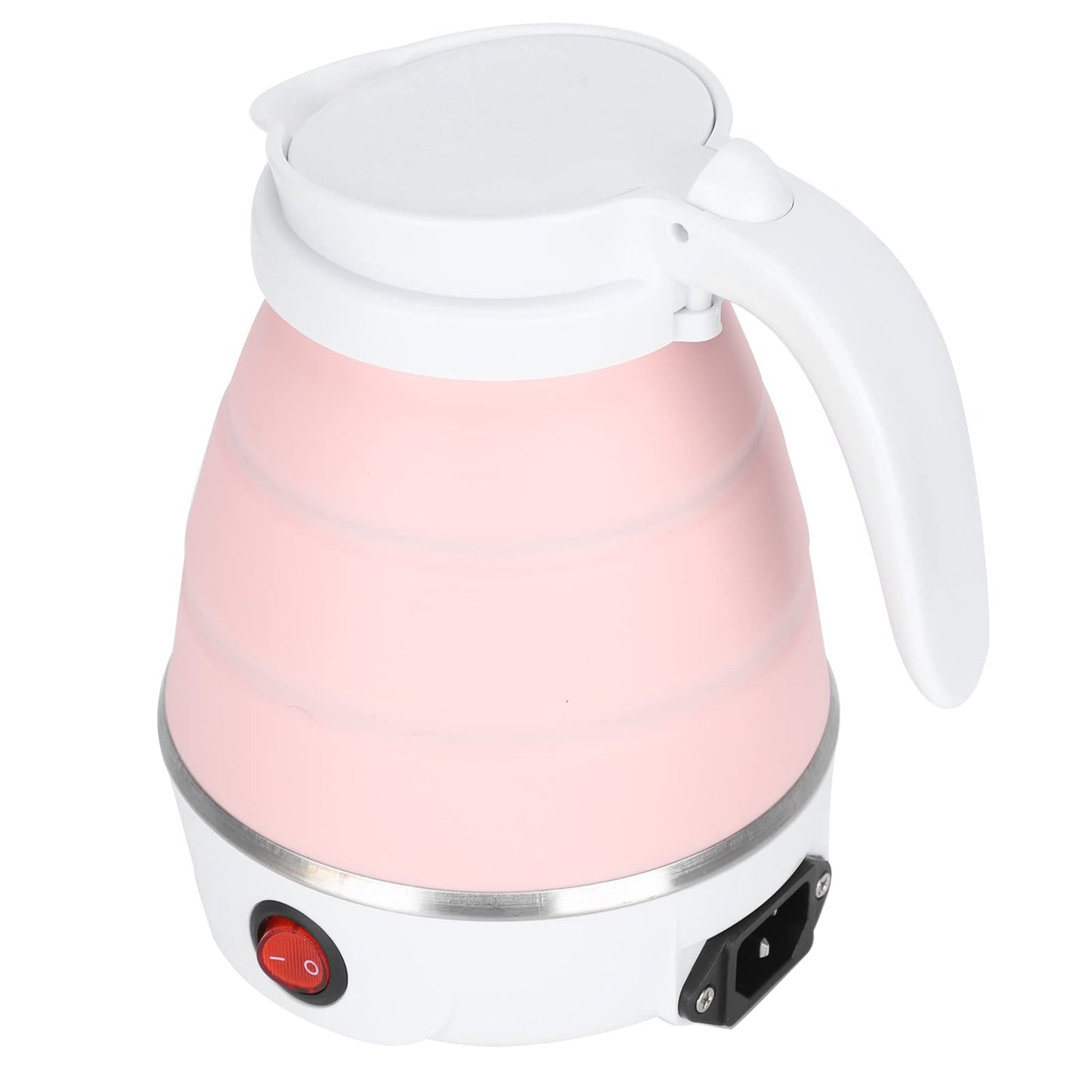 Milltrip Travel Foldable Electric Kettle, 600ml Portable Electric Kettle for Travel with Food-Grade Silicone, 400W Fast Boiling, Dry Burn Protection & Built-in Filter, US Plug 110V (Pink)