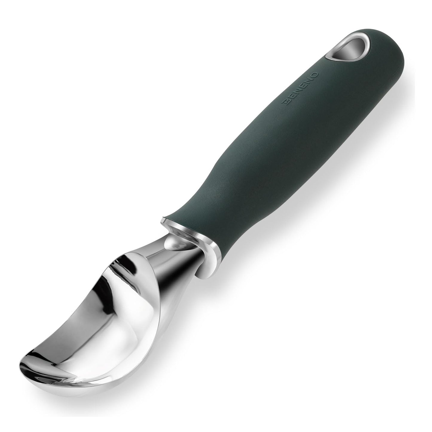 Beneno Heavy Duty Ice Cream Scoop - Upgraded Anti-Fracture Design, Comfortable Grip Long Handle, Effortless Scooping & Dishwasher Safe, Green