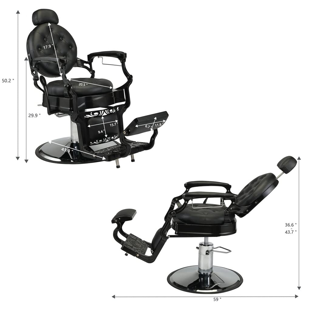 TEOYETTSF Haircut Beauty Salon Chair Hydraulic Barber Chair Styling Retro Leather Barber Chair Black