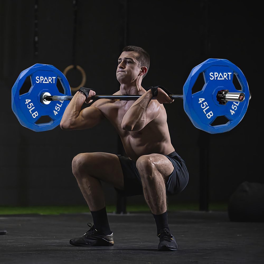 SPART Color Coded Weight Plate 155LB Combo Set, 2-Inch Cast Iron Metal Weight Plates for Barbell,Solid Cast Iron Olympic Weight Plates for Strength Training, Weightlifting, Crossfit