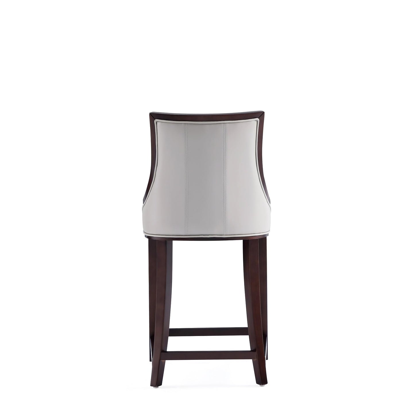 Manhattan Comfort Fifth Avenue Faux Leather Counter Stools with Rectangular Design Stitching, Foam Padding & Solid Beech Wood Frame, Fully Assembled Countertop Chairs, Set of 3, Light Grey