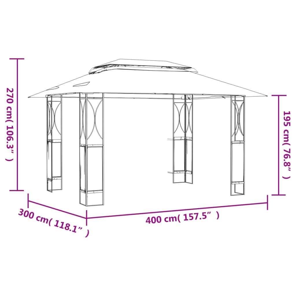 Dark Gray Steel Rectangular Gazebo, 157.5x118.1 Inch Water-Resistant Outdoor Canopy for Patio, Garden, Large Capacity for 10 People Outdoor Structures