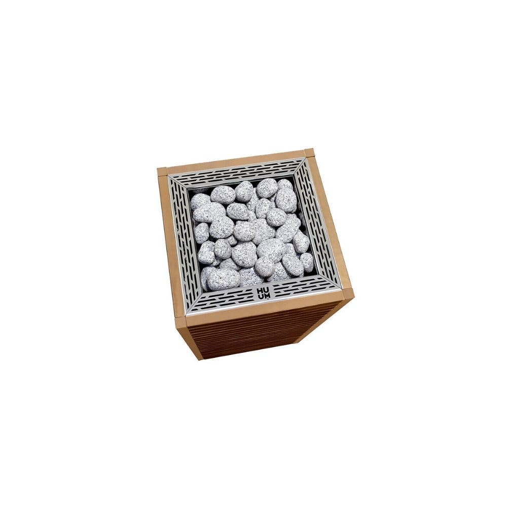 HUUM CORE6 6.5KW Series, Sauna Heater, Customizable Exterior with Control (Sauna Stones Included) (6.5kW Thermo-Aspen Wood - Stainless Steel Inlay, UKU WiFi - Gold)