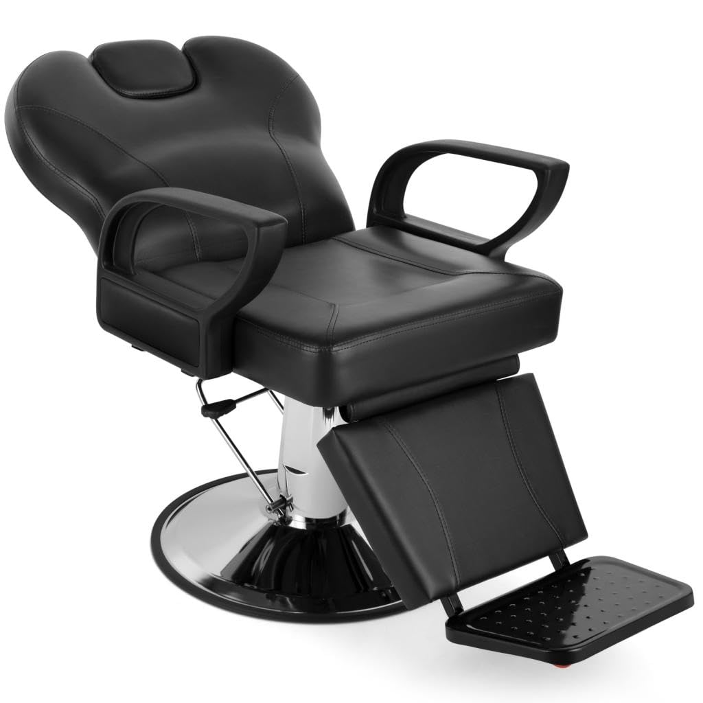 Artist hand Barber Chair for Salon, Reclining Barber Chair Heavy Duty Adjustable Height & Headrest, Barber Shop Chairs Wide Seat Comfort and Sturdy, Beauty Salon Chair for Hair Stylist for Home Black