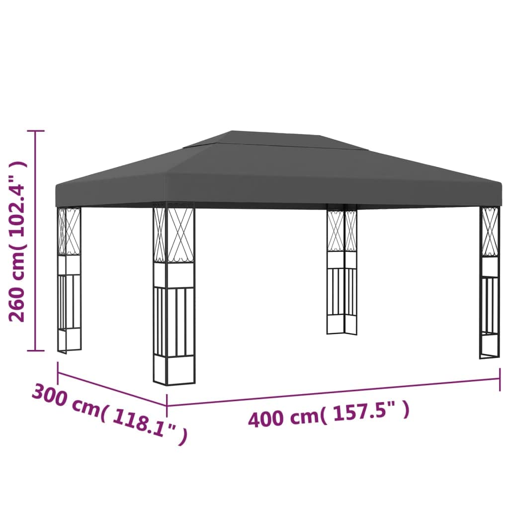 Gazebo Anthracite 10x13 ft, 100% Polyester Steel Frame, UV Resistant Outdoor Canopy for Patio, Garden, Backyard Gatherings Outdoor Structures