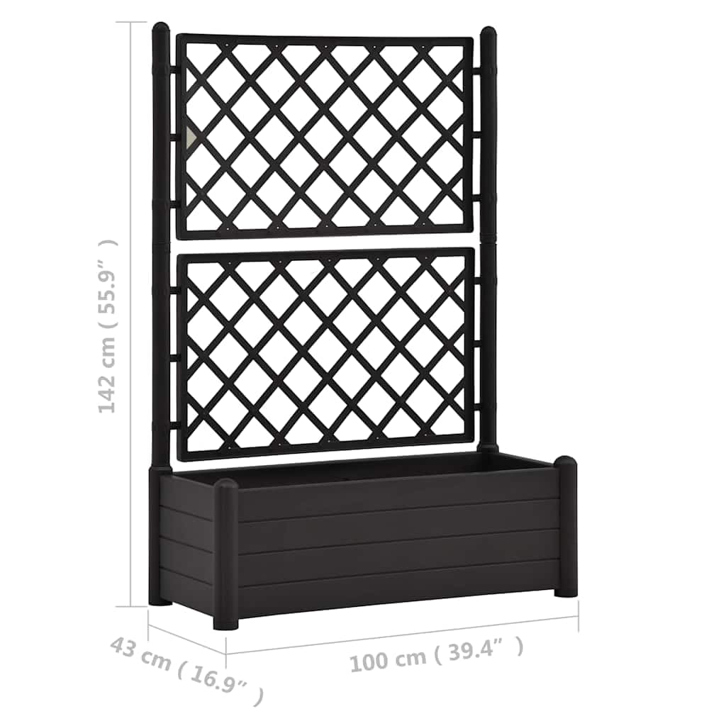 Zeehear Garden Planter Box with Trellis, 39.4", for Outdoor Flower, Plant, Vegetable & Herb Growing, Large Raised Planting Pots for Gardening - Anthracite