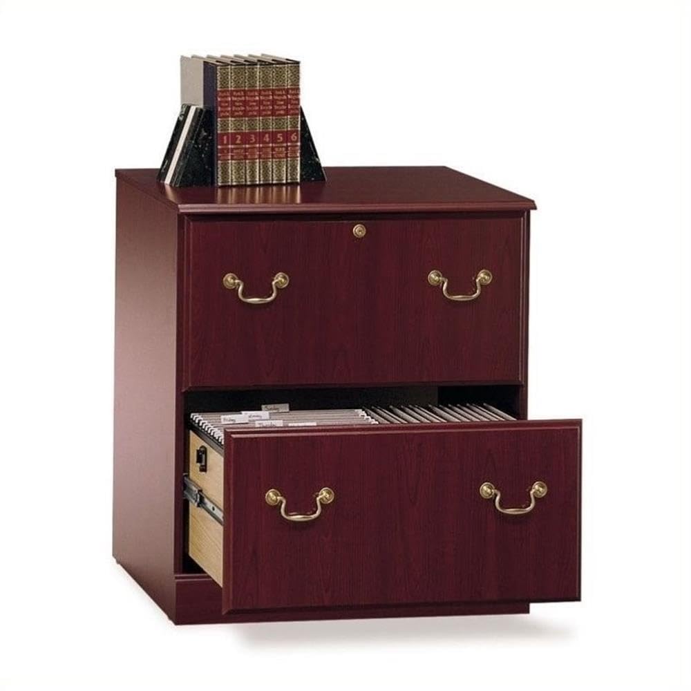 Pemberly Row 2 Drawers 30.51" Vertical Cherry Wood Filing Cabinet Lockable Easy Assembly Stationary for Home, Office