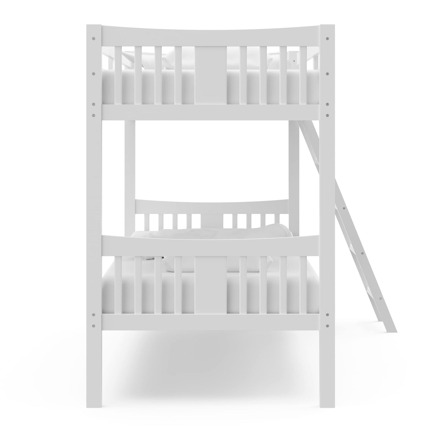 Storkcraft Caribou Bunk Bed Twin Over Twin Bunk Bed (White) - GREENGUARD Gold Certified, Twin Bunk Beds for Kids, Converts to 2 Individual Twin Beds, Bunk Beds for Kids