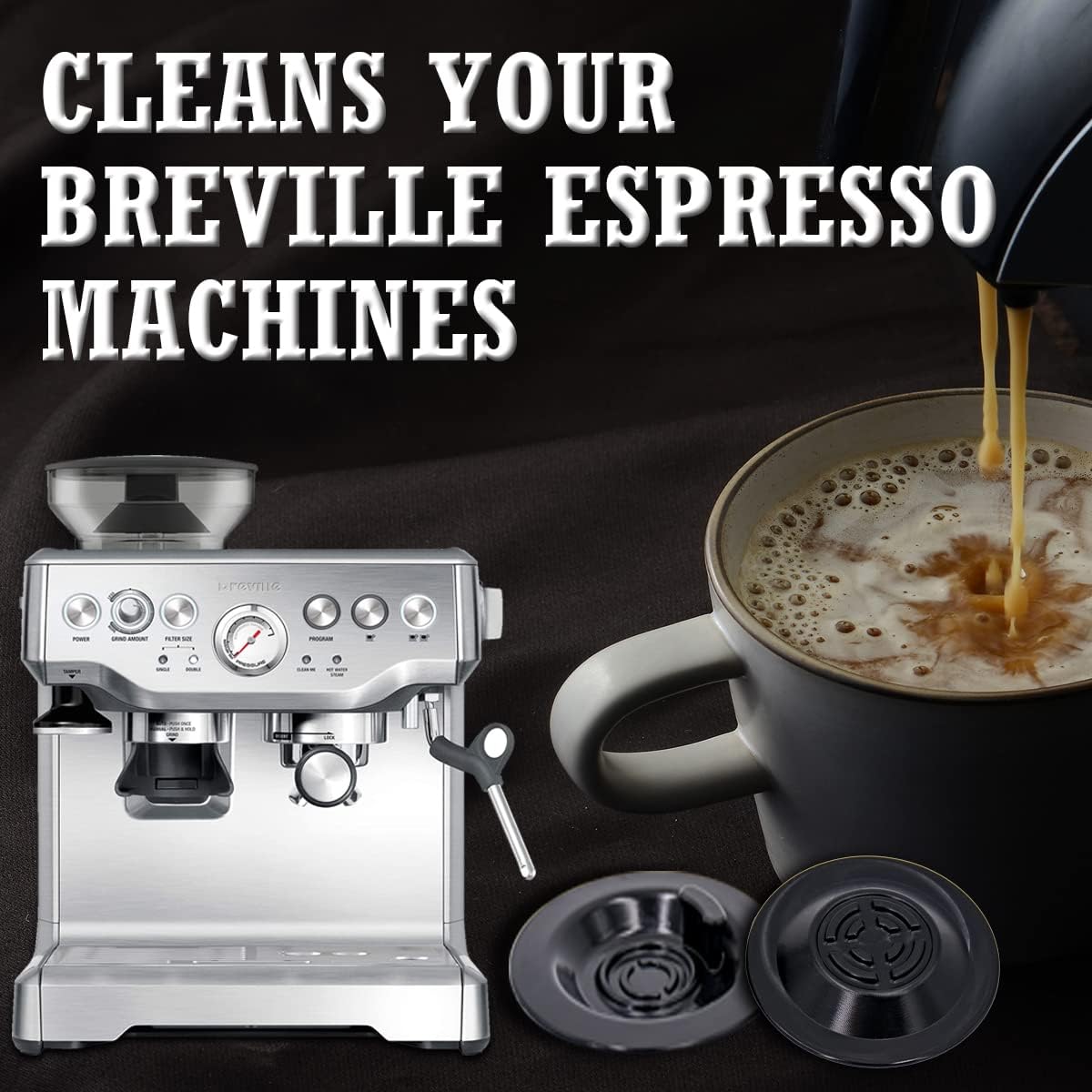 2 Packs 54mm Coffee Backflush Cleaning Disc for Breville Espresso Machines - 100% Silicone