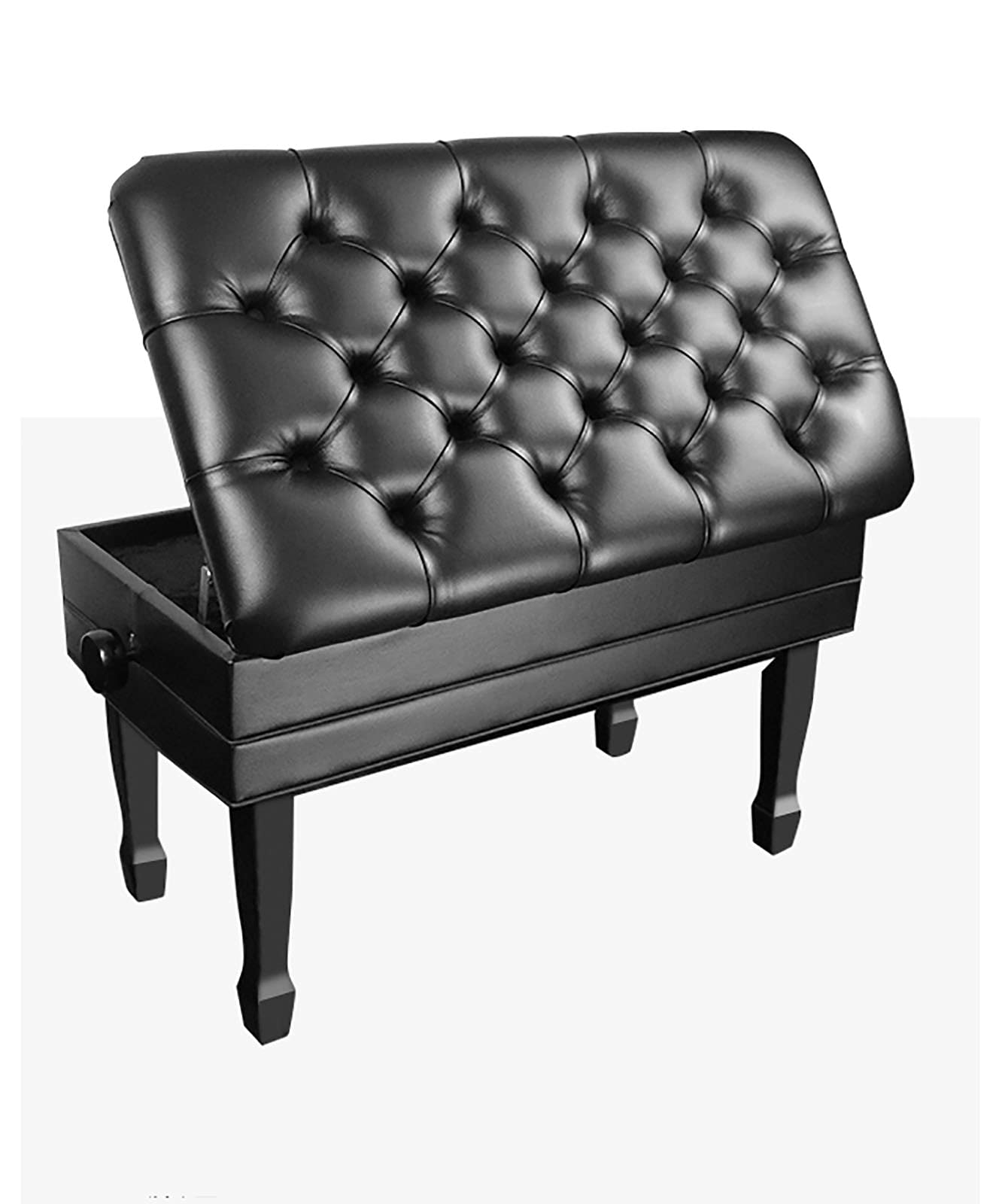 SDdPulse Leather Piano Bench Wooden Luxury Piano Bench,Soft Genuine Leather Piano Stool,with Waterproof Cushion and Strong Solid Wood Frame,200Kg Load Capacity,84 X 47 X 49-59Cm,Black