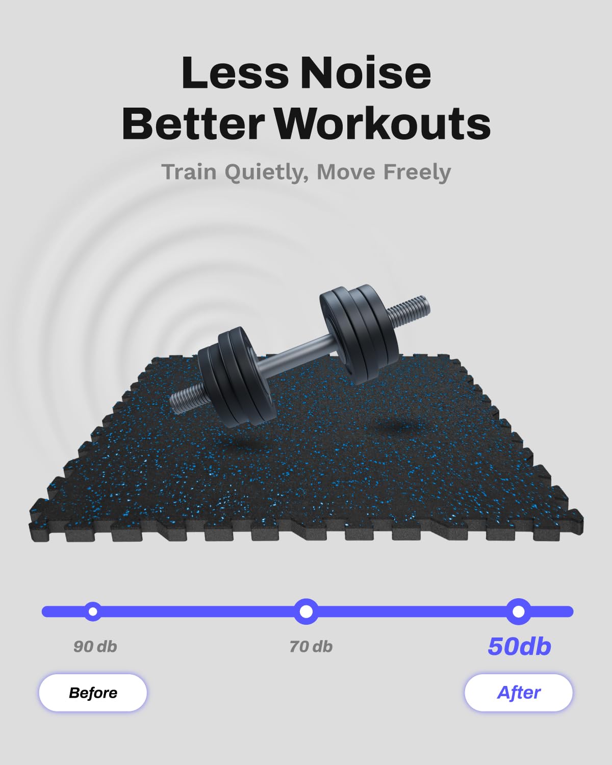 AIRHOP 0.56in Thick 96 Sq Ft Exercise Equipment Mats, 24Tiles Upgraded Rubber Top with High Density EVA Foam, Large Interlocking Puzzle Gym Flooring for Home Gym, Heavy Weight Workout, Black & Blue