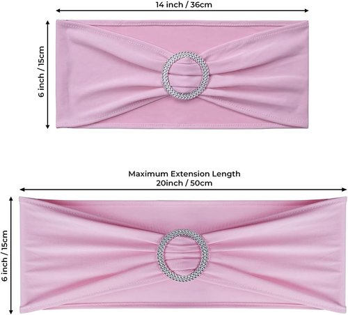 Babenest Spandex Chair Sashes - 50PCS Premium Stretch Covers with Buckle Slider for Weddings & Events | Pink