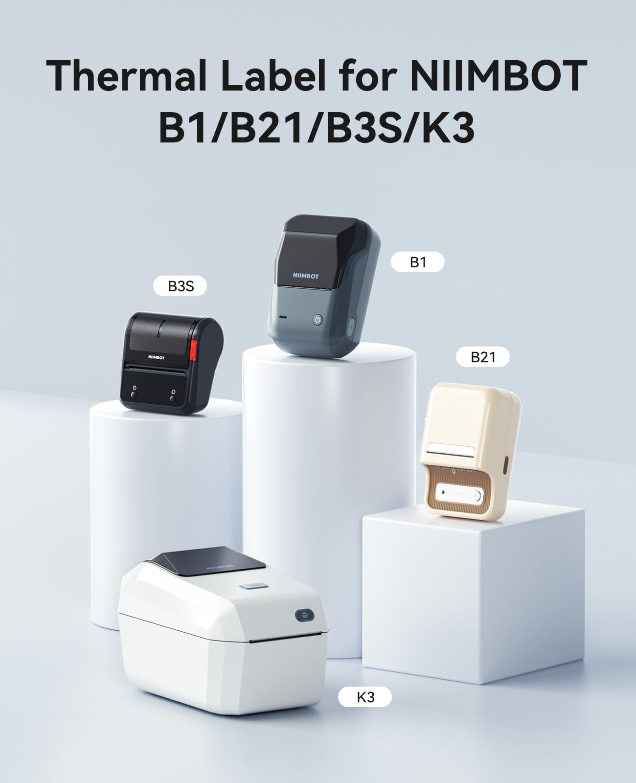 3 Rolls Round White Labels for NIIMBOT B1 B21 B3S K3 Label Maker, 2'' x 2'' (50x50mm) Printer Labels, Food Labels for Jars, Personalized Editable Labels for Home/School/Office