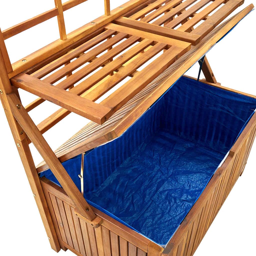 Xolmizyn Outdoor Storage Box with Trellis, Solid Acacia Wood Garden Tool Organizer, Weather-Resistant Large Deck Bin for Patio, Backyard, and Garden Organization, 39 x 39 x 63 in