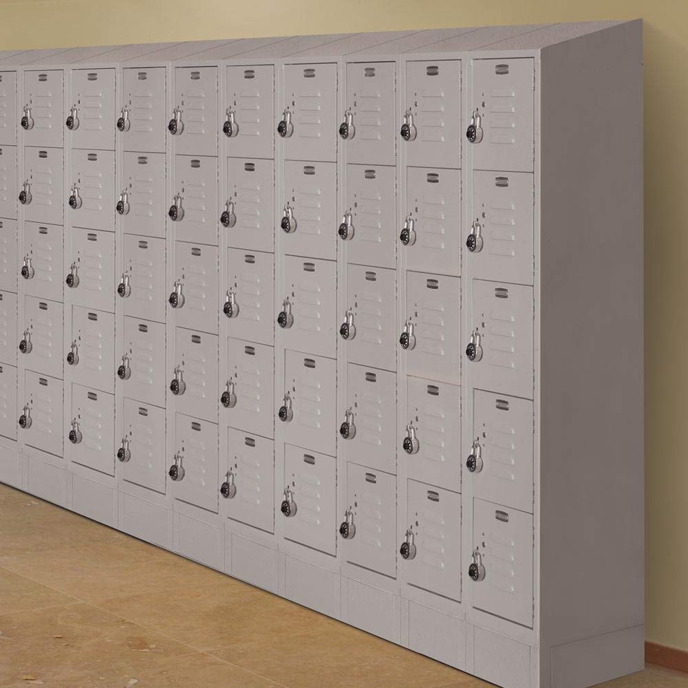 Salsbury Industries 65155GY-U Five Tier Box Style 12-Inch Wide 5-Feet High 15-Inch Deep Unassembled Standard Metal Locker, Gray