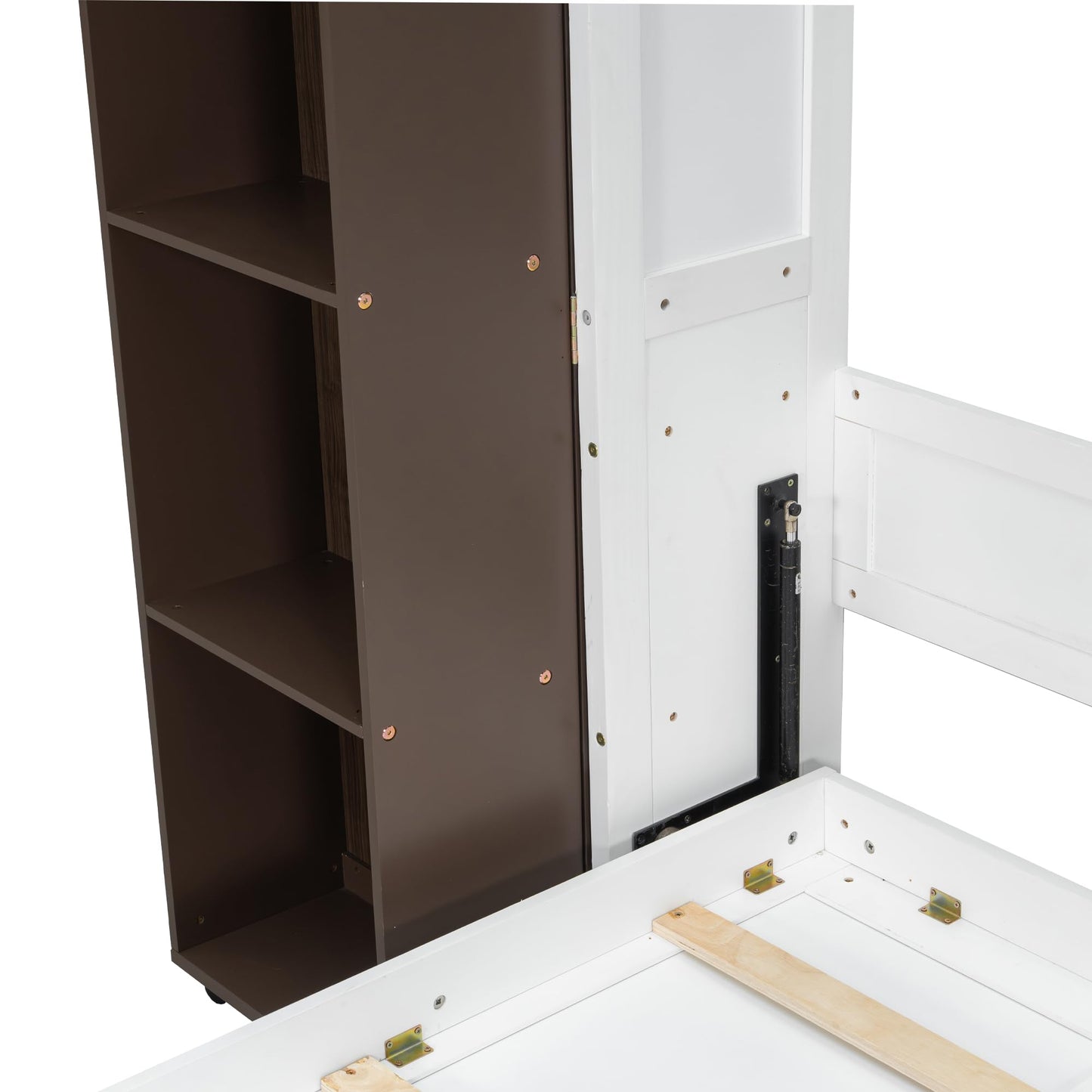 Ball & Cast Murphy Bed Queen Size,Wood Hidden Wall Bed with 2 Sides Push-Pull Foldable Storage Cabinets, Multifunctional Cabinet Bed Frame for Bedroom,Guest Room,Space Saving,Espresso