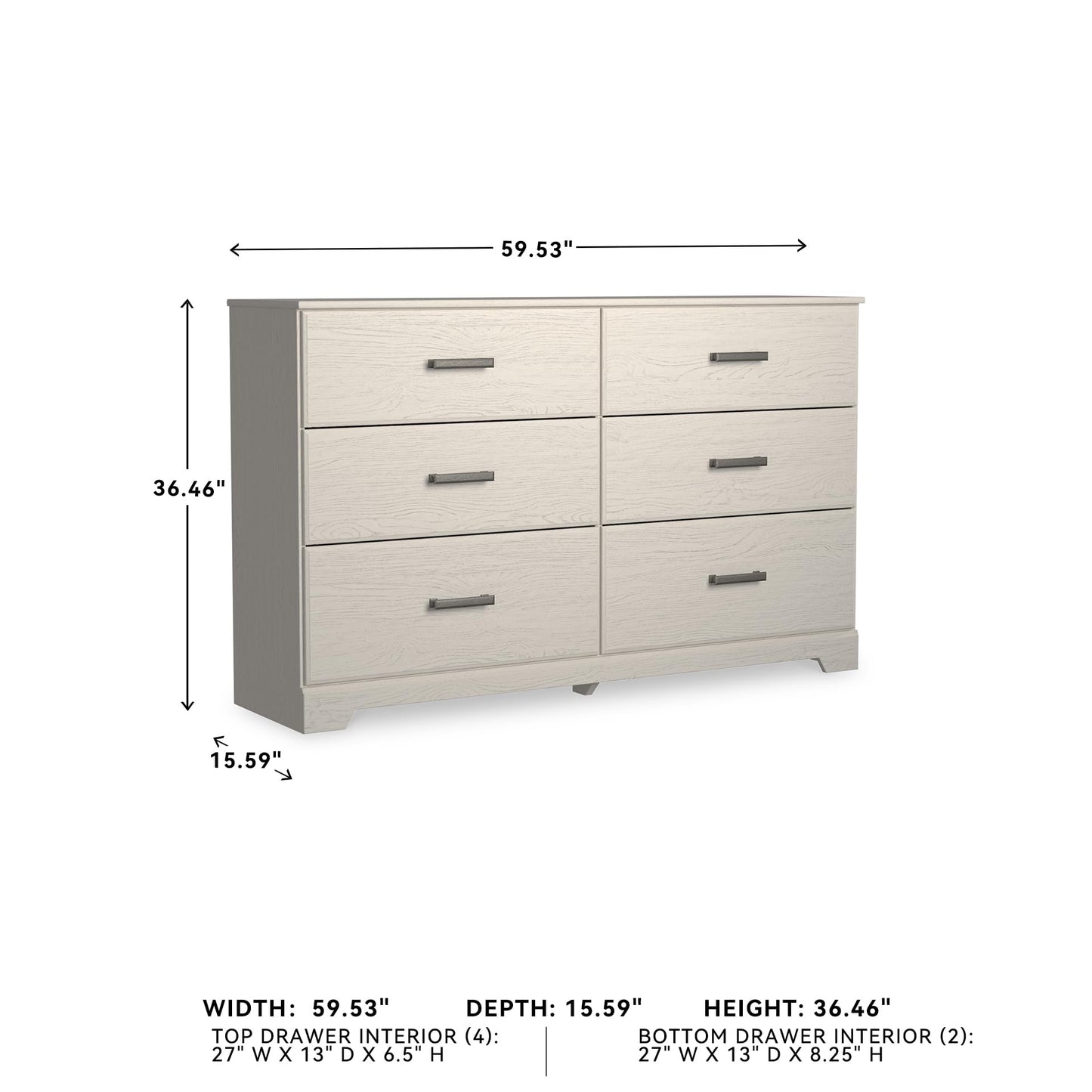 Signature Design by Ashley Stelsie Modern Scandinavian 6 Drawer Dresser, Whitewash