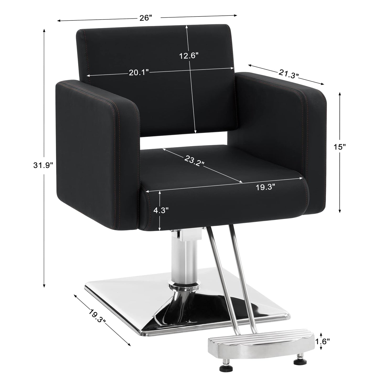BarberPub Classic Styling Salon Chair for Hair Stylist, Barber Chair with Hydraulic Pump, Beauty Barbershop Salon Spa Equipment 3805 (Black)